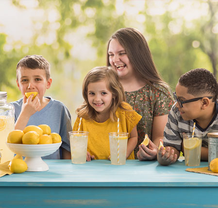 Children enjoying lemonade
