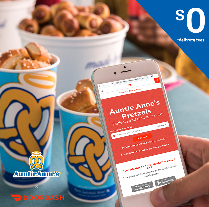 Doordash and Auntie Anne's partnership gives $0 delivery fees